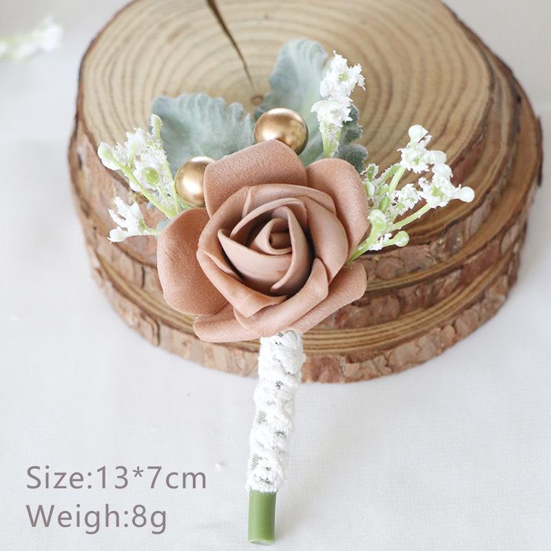 Flowers Wedding Corsage Pins White Pink Groom Men Wedding Witness Marriage Accessories Groom Boutonniere Wedding Classic Flower