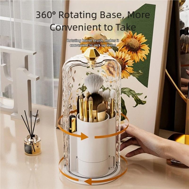 Rotating Cosmetic Storage Box Transparent Multi Compartment Designs Space Saving Bathroom Countertop Organizer