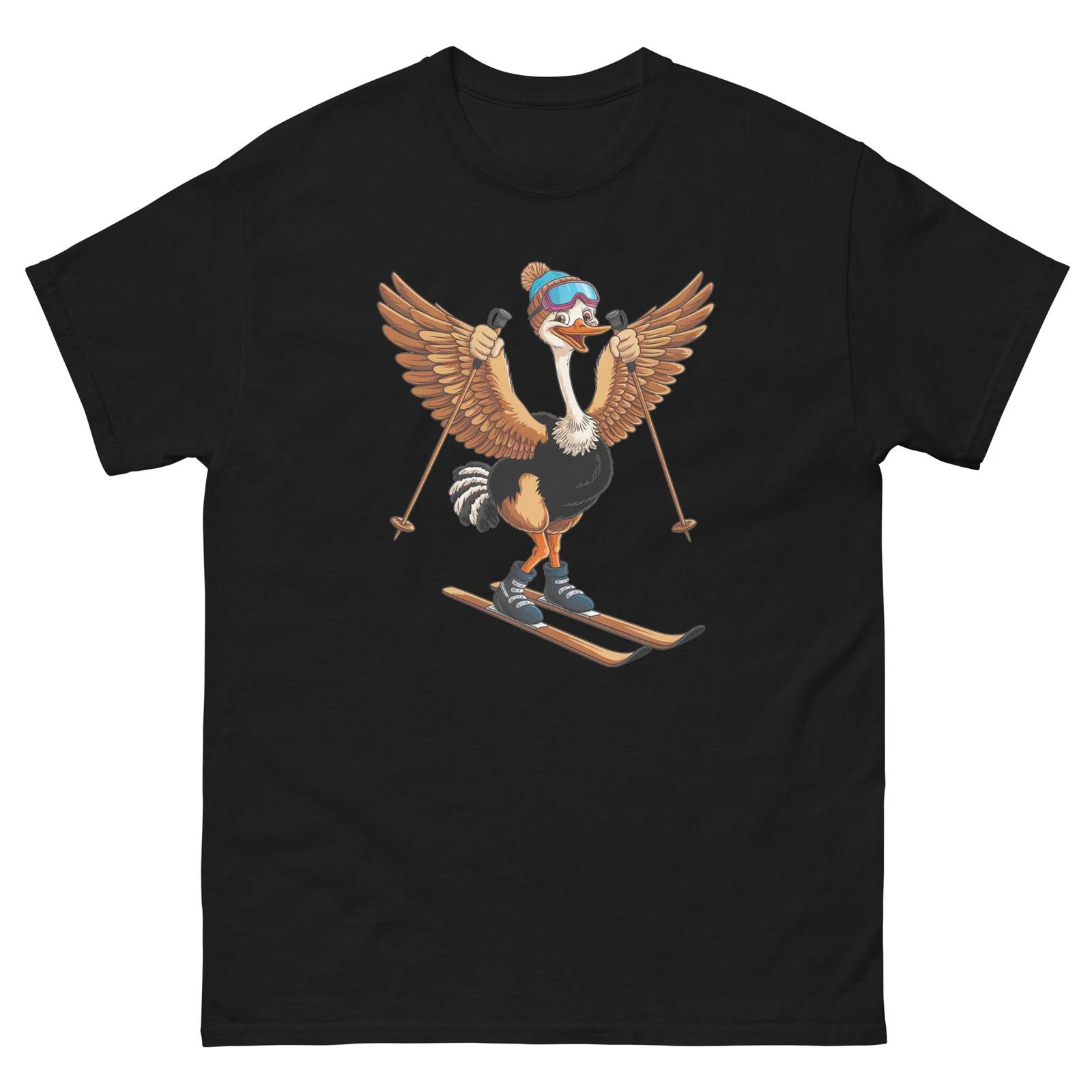 

Ostrich Skiing Skier Fun Cartoon Ski Shirt T-Shirt XL