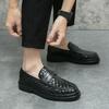 Men's leather shoes summer breathable woven air cushion men's shoes British style casual loafers men's one pedal