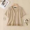 Casual V-hals Effen Kleur Korte Mouw Blouse voor Dames