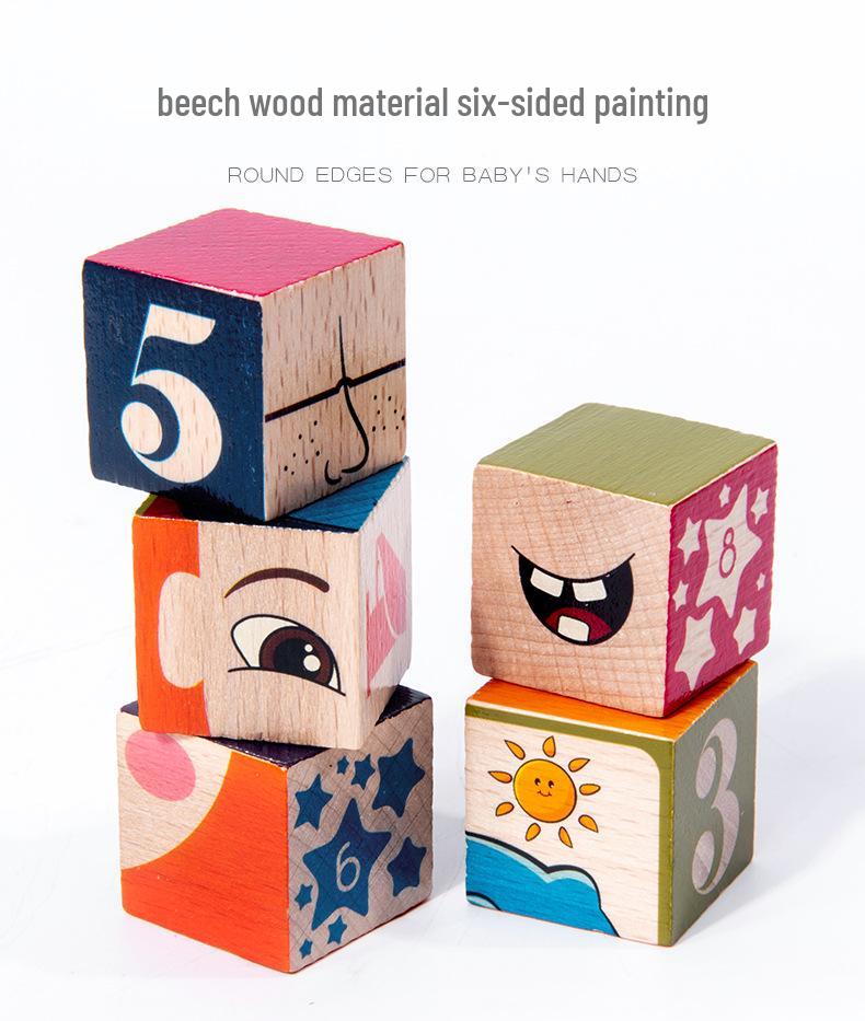 Children's Wooden Tangram & Domino Set with Peach Wood Sticks - Educational Building Block Toys