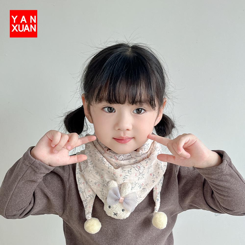 Очаровательный мультяшный детский шарф-манишка - Осенне-зимний ветрозащитный треугольный шарф для детей 1-8 years