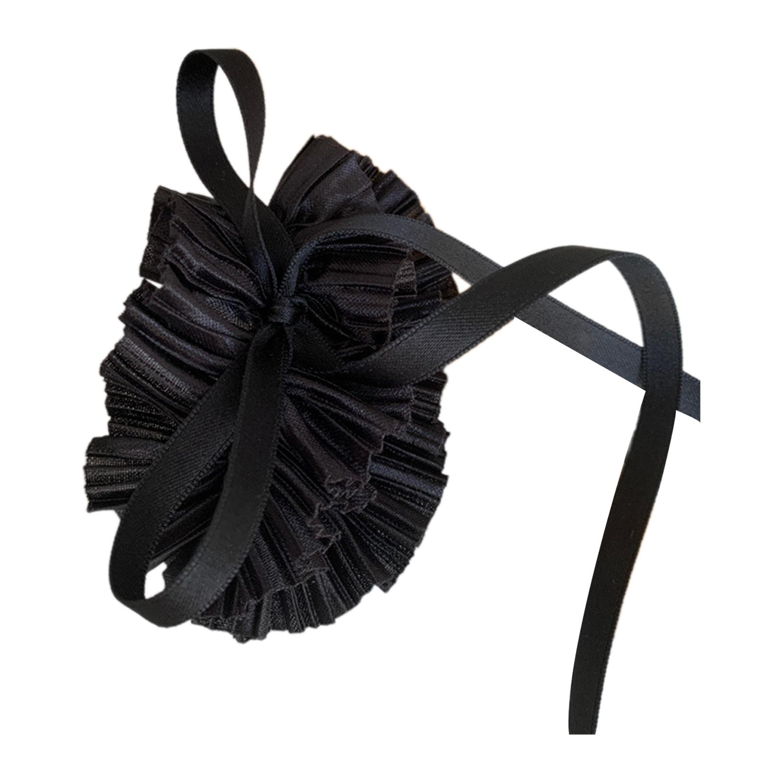 

Темпераментные эластичные резинки для волос для девочек, гофрированная отделка, веревка для волос, макияж, весенняя веревка для волос для девочек, средства для укладки волос чёрный