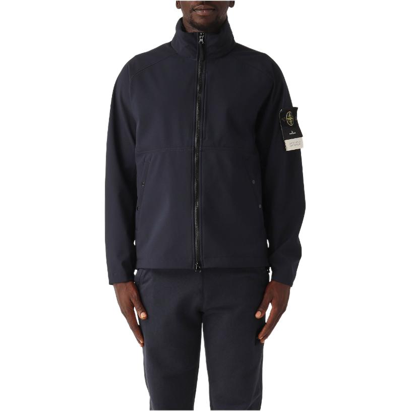 Stone Island Ss25 Zip Logo Stand Collar Long Sleeve Jacket Men jackets Blue K1S154100010S0A22-V0020