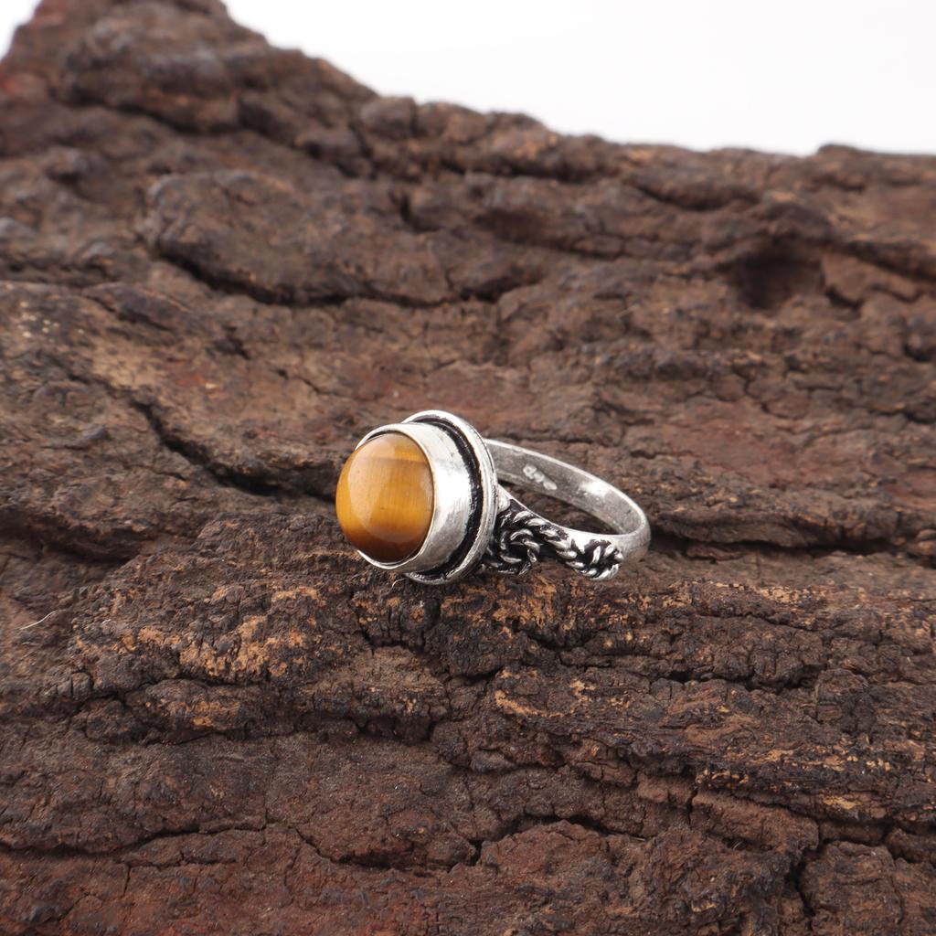 Yellow Tiger's Eye Ring, 925 Solid Sterling Silver Gemstone Jewelry, Handmade Ring, For Thanksgiving
