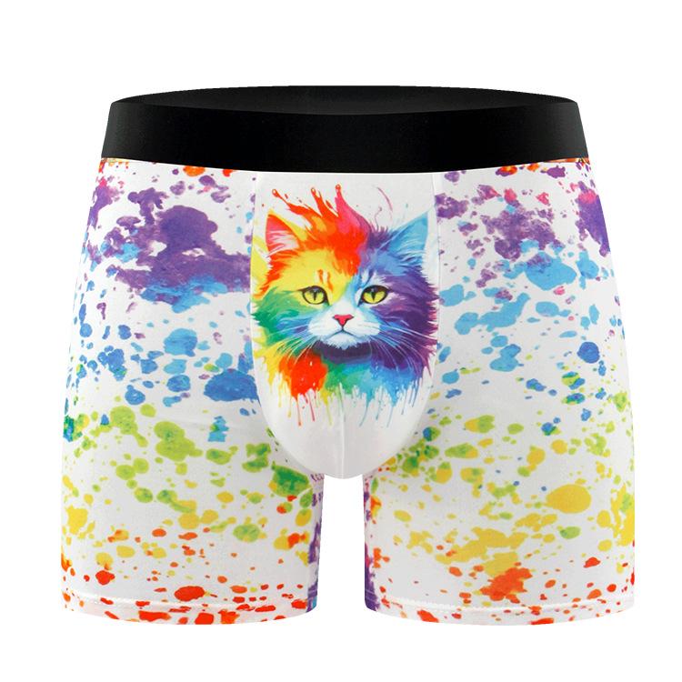 Men's European & American Size 3D Print Long Boxer Briefs