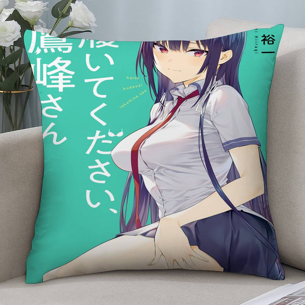 Anime Haite Kudasai Sexy Girl Pillow Case Short Plush Double-sided Print Square Throw Pillow Covers Sofa Home Cushion Decor