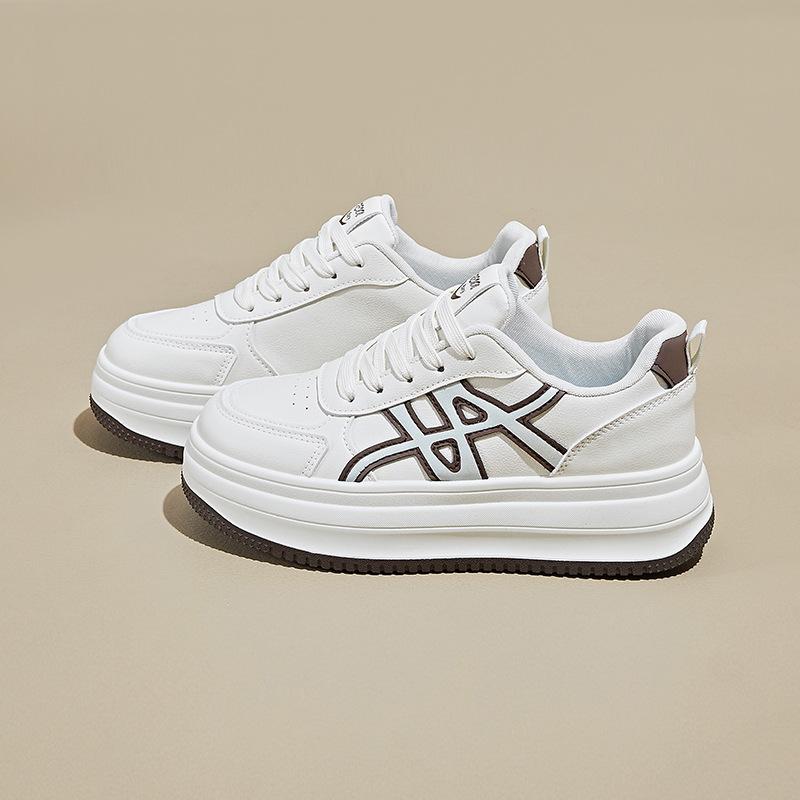 

Женские повседневные кроссовки на массивной платформе, дышащие из искусственной кожи, нескользящая спортивная обувь для ходьбы для женщин, удобные теннисные кроссовки на шнуровке для улицы 35