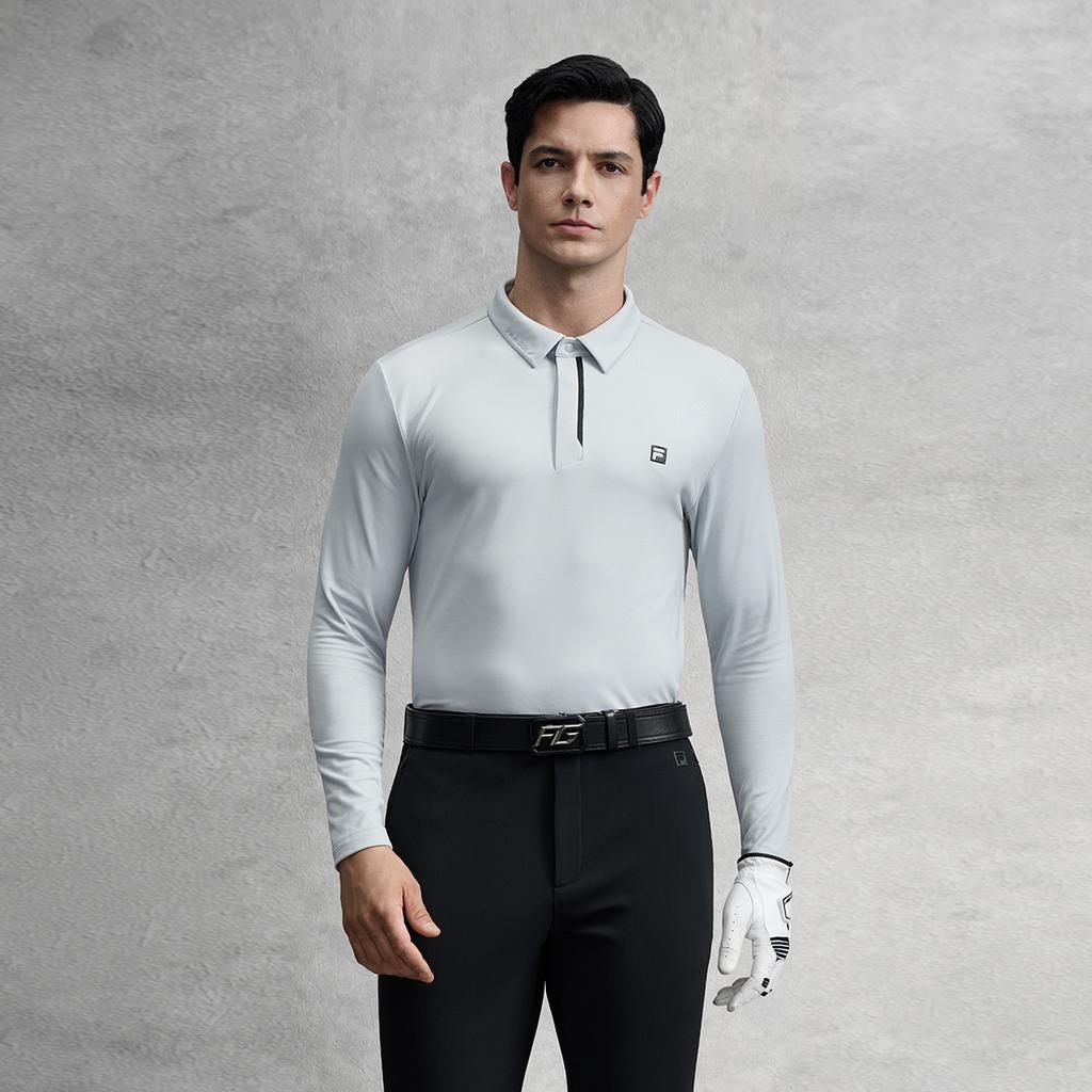 Fila Golf Series Simple Fashion Trendy Casual Sports Polo Shirt Men Tops Satin-Gray-Blue A11M545213FLB