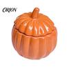 Seasonal Autumn Decor Items 1:12 Miniature Pumpkin Shaped Casserole Pot Model, Metal Bowl Figurine Still Life Photography Props with Lid, Mini