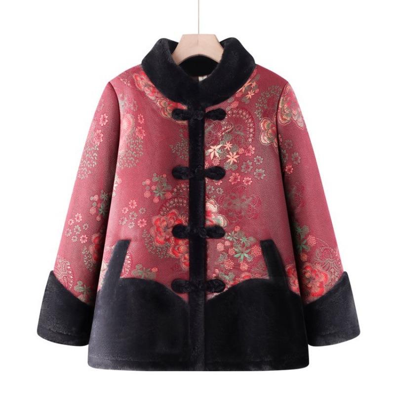 Women's Winter Clothing Old Lady Warm Thickened Padded Jacket Jacket Padded Jacket Velvet Padded Jacket