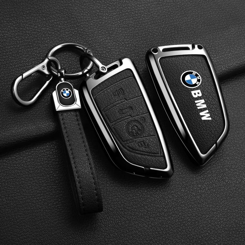 FYWH1 For BMW Leather Car Remote Key Case Cover Shell Fob For BMW X1 X3 X5 X6 X7 1 3 5 6 7 Series G20 G30 G11 F15 F16 G01 G02 F48 Key