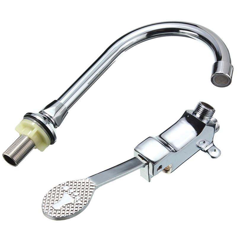 New Bathroom Laboratory Basin Faucet Tap Copper Foot Pedal Brass Basin Mixer Water Faucet Taps Single Cold Water