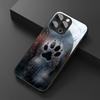 Cute Waterdrop Dog Footprint Pattern Tempered Glass Black Phone Case For Samsung Galaxy S25 S24 S23 Ultra Plus FE Cover