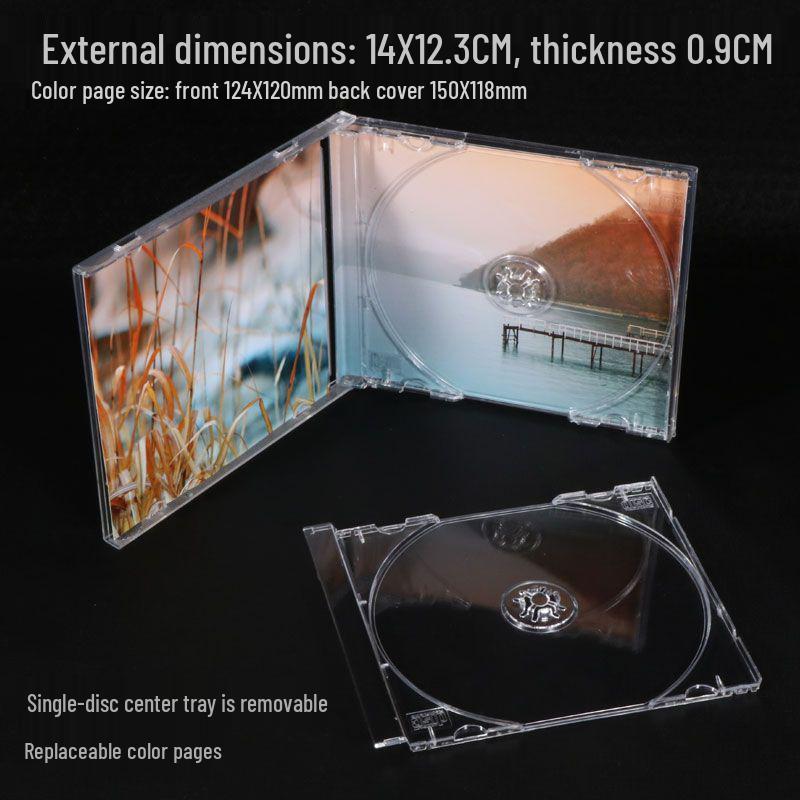 Clear Acrylic CD Storage Box for Single/Double Discs with Replaceable Color Pages - Free Shipping