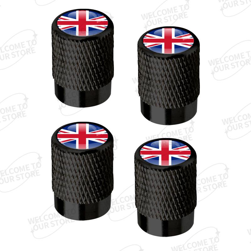 

Aluminum For Union Jack Flag Logo Mini Cooper Jaguar Land Rover Vauxhall Lotus 4pcs Car Decor Wheel Tire Valve Caps Stem Cover