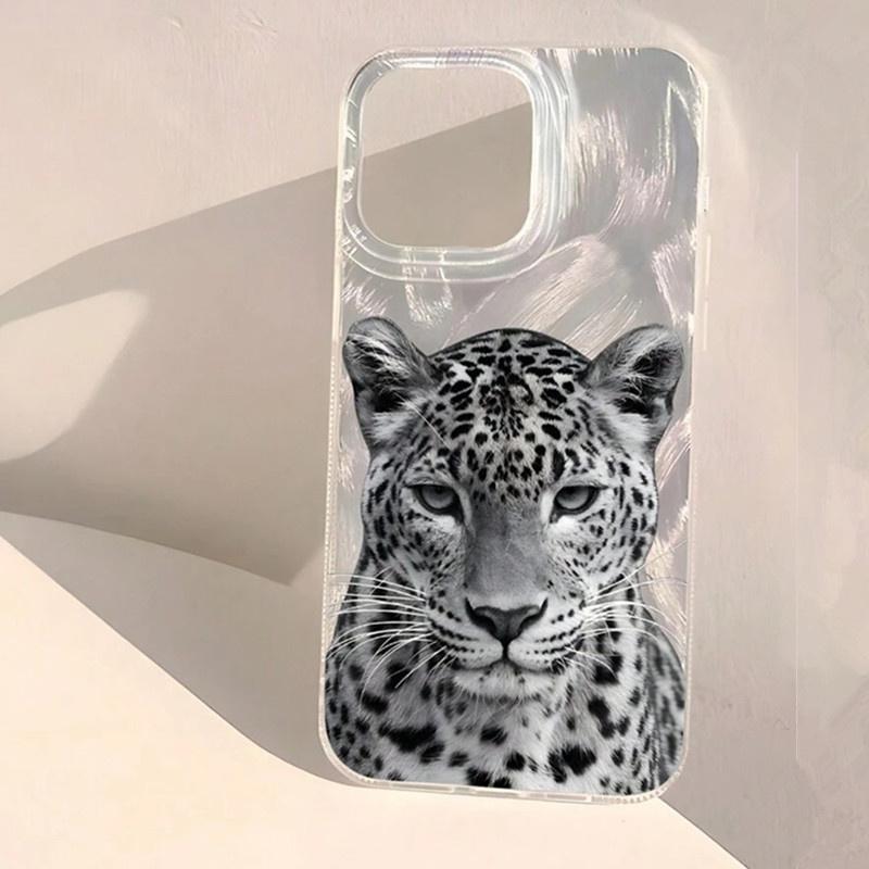 Phone Case for iPhone 14 13 15 16 17 Pro Max 16E 11 12 8 7 Plus X XR XS SE 2022 Animal Floral & Leopard Pattern Shiny Back Cover