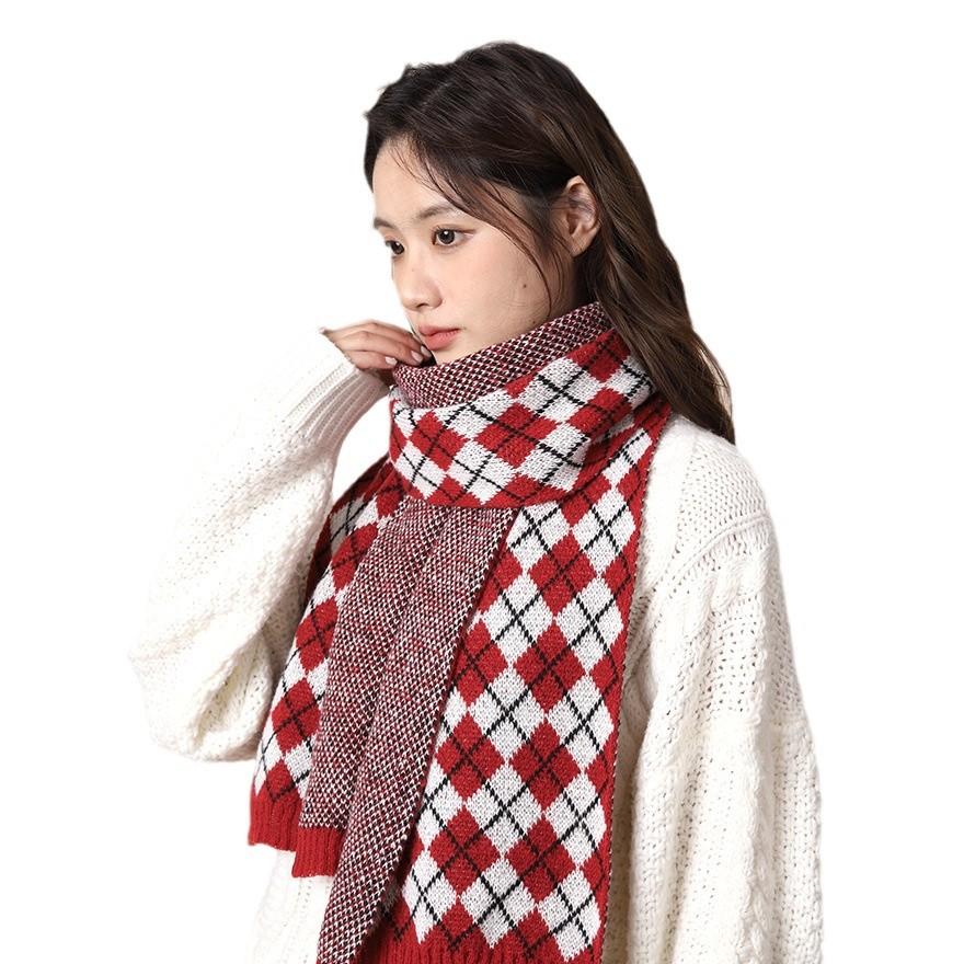 Scarf winter women's high-end plaid shawl new autumn versatile atmosphere scarf thickened two