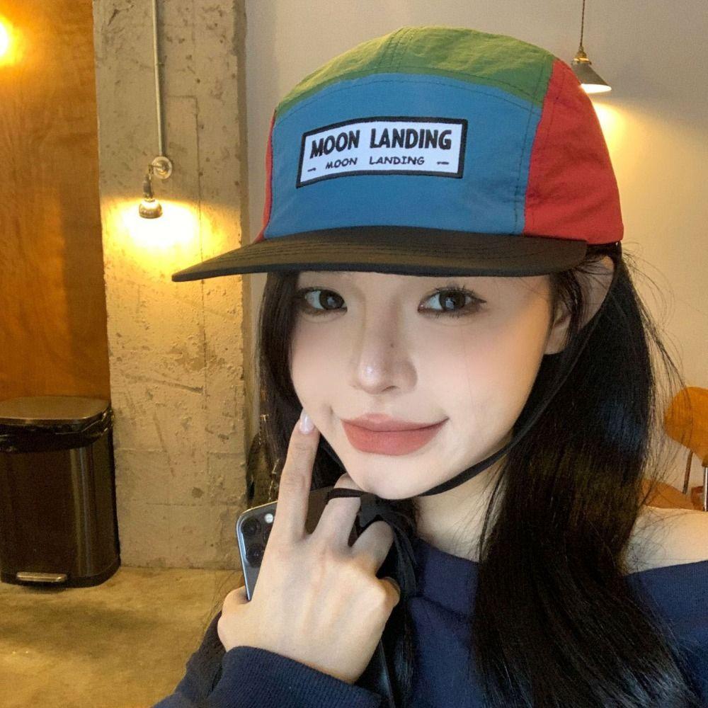 

Cotton Contrasting Color Baseball Cap Retro Sunscreen Hat Fashion Peaked Cap Outdoor синий
