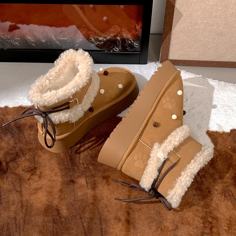 Fashion thick and cute warm thick-soled snow boots women's 2025 new winter northeast velvet thickened cotton shoes