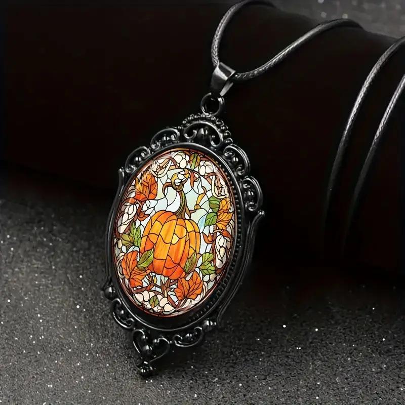 

Pendant Pumpkin Pattern Frame, Retro Romantic Halloween Necklace 50CM