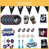 Conjunto Colorido de Suprimentos para Festa de Aniversário do TikTok com Louça Divertida, Decoração, Pratos, Copos e Banner