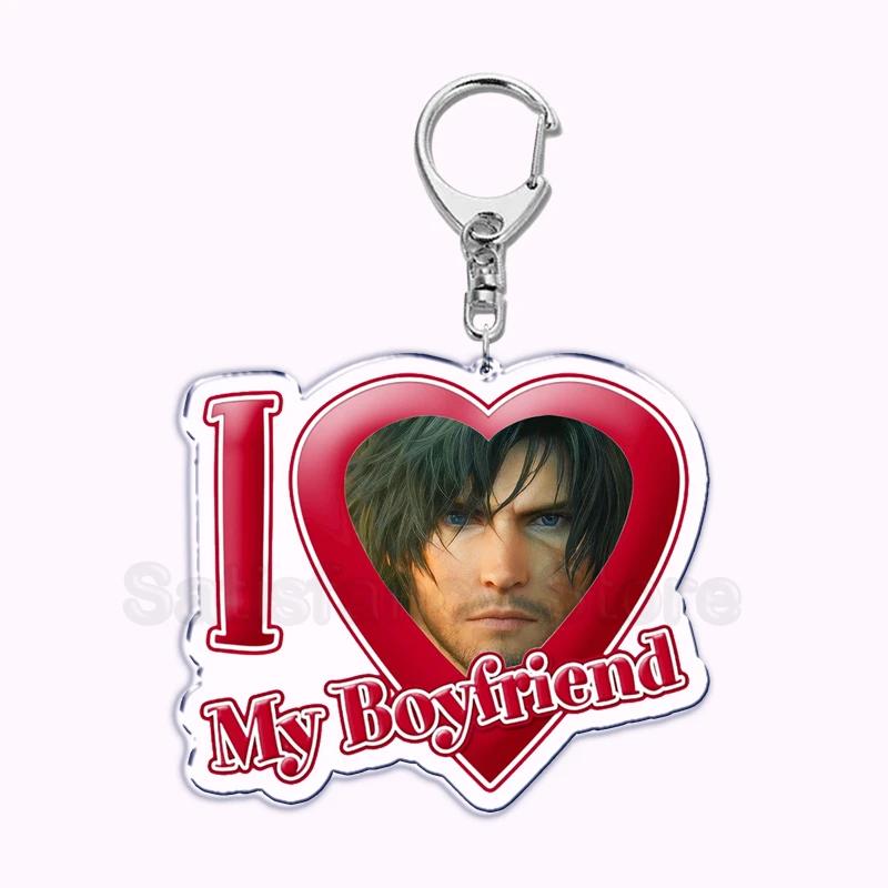 Pfp Sephiroth Acrylic KeyChain Pendant Key Ring I Love My Boyfriend Girlfriend Pink Heart Keyring for Bag Pendant Jewelry Gifts