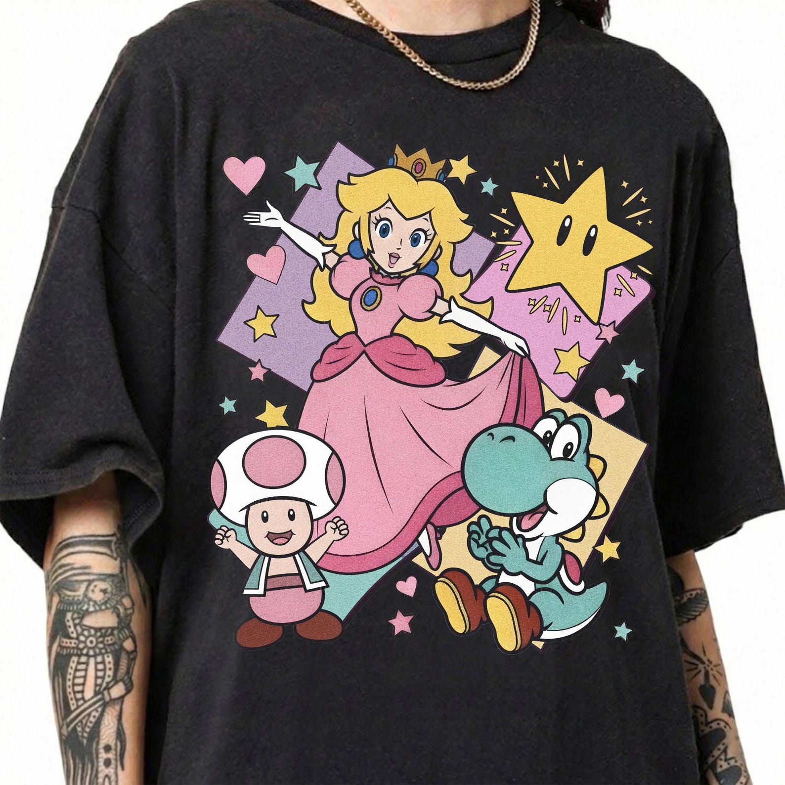 Mario Princess Girls Shirt, Princess Peach And Daisy Comfort Colors Tee, Retro Super Mario Birthday Gift 4XL