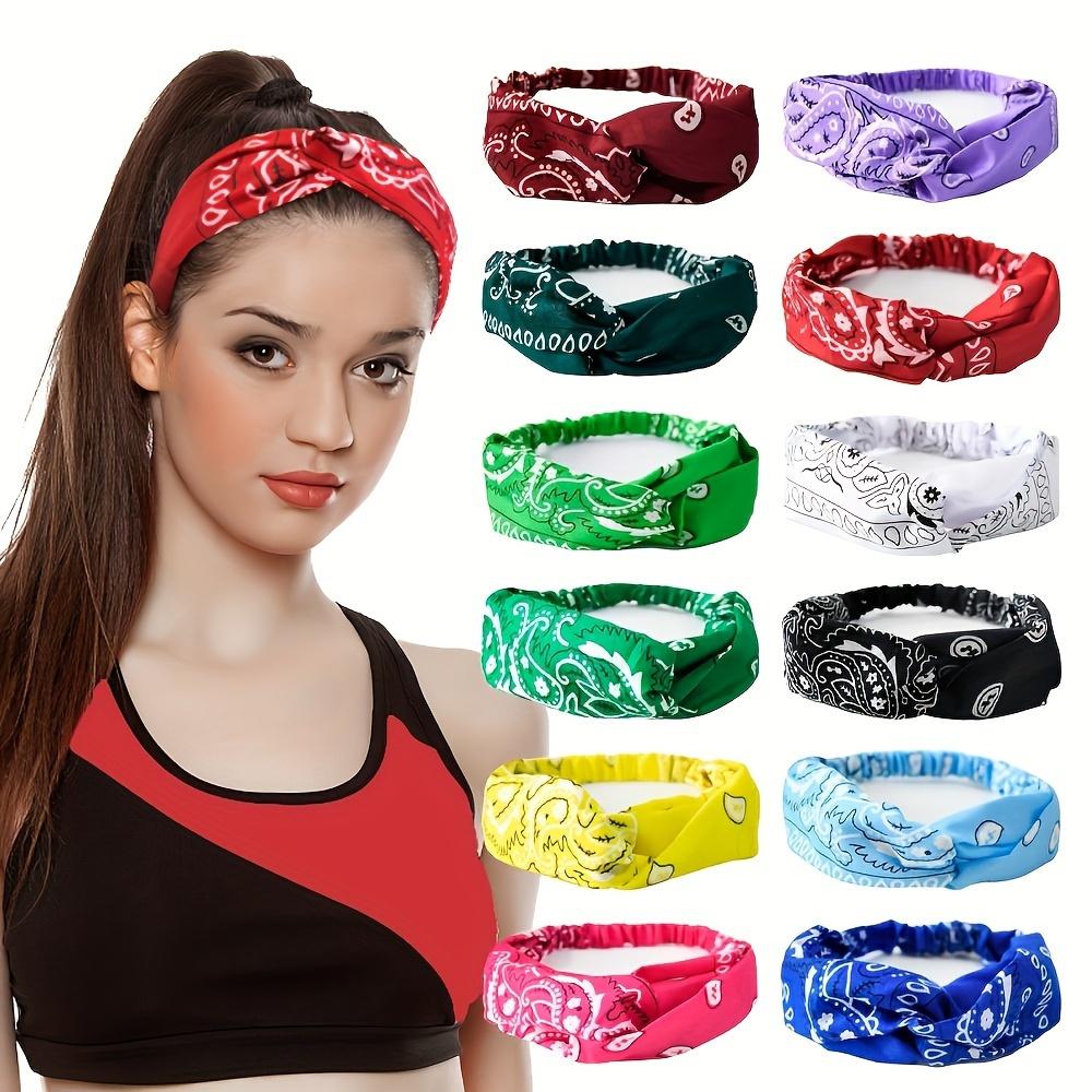

12 piece full set of hair band, bohemian elastic hair band, hip hop dance sweat absorbing hair band