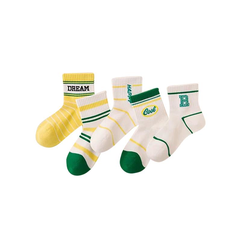 Spring Summer Striped Kids Boys Socks Letter High Resilience Casual Breathable Comfortable Mesh Sports Socks for Children Boys