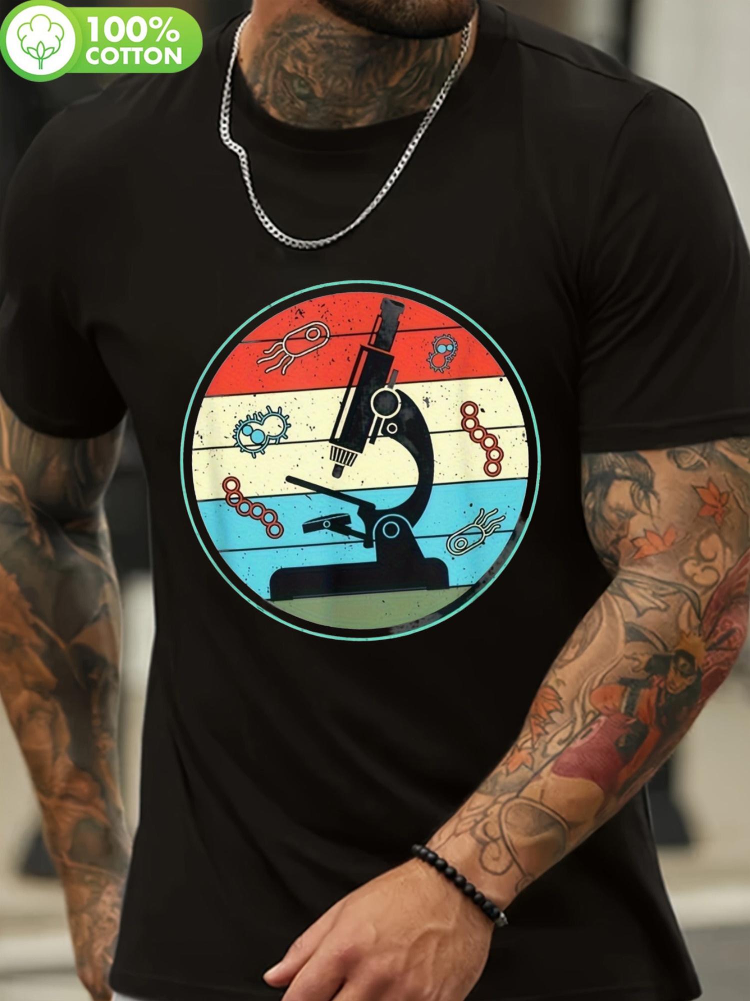 Black Microscope Graphic Cotton T-shirt - Cotton L