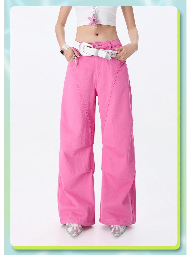 Tuogu Trend American Retro Spicy Girl Scimitar Wide-Leg Cargo Pants - Versatile, Slimming, Spring Style