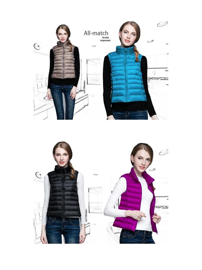 New Lightweight Slim Fit Down Vest for Women - Plus Sizes Available