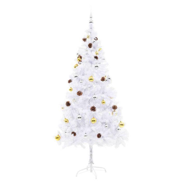 VidaXL Arbre de Noël Artificiel Pré-éclairé avec Boules, Sapin de Noël avec LED, Décoration de Vacances, Ornement de Fête 321503