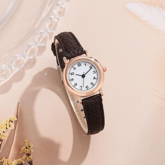 Women Round Dial Watch with Faux Leather Strap Casual Formal Watch Quartz Analog Wristwatch Gift for Birthday Christmas