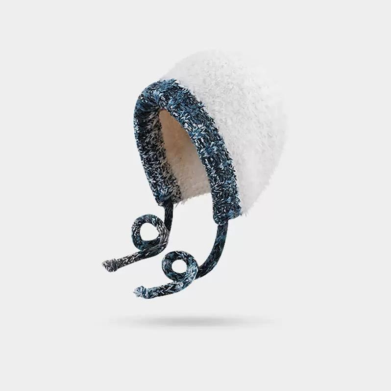 Maillard Dopamine Contrasting Wool Hat Retro Fair Island Style Knitted Hat Ear Protector Warm Bag Hat Winter