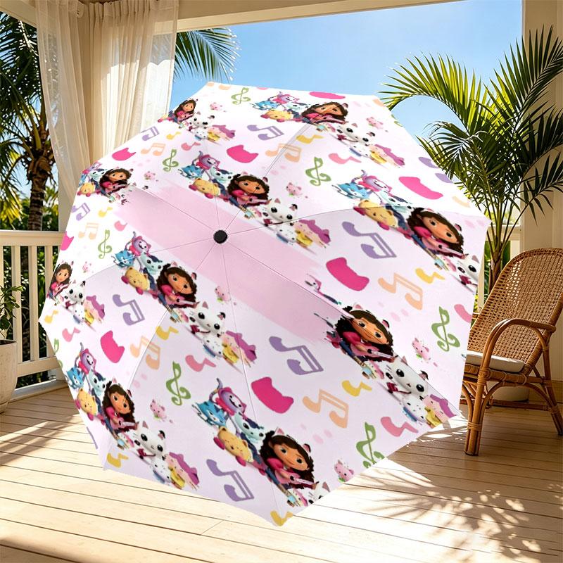Gabby's Dollhouse Print Automatic Open Close Umbrella, Portable Foldable Umbrella, for Outdoor Commute Camping Trip, Ideal Birthday Gift