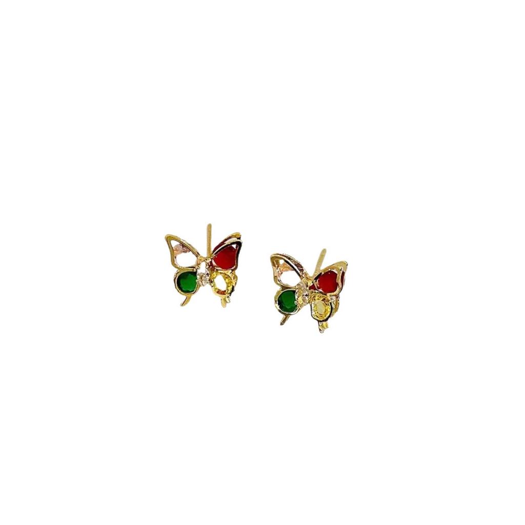 Colored Diamond Butterfly Stud Earrings - Summer Fairy Sweet Style, Fashionable and Exquisite for Women