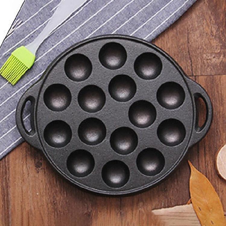 Multipurpose 26x26cm Cast Iron Pancakes Pan Takoyaki Cooking Escargot Plate For Street Food Business Or Family Gathering