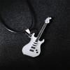 Stainless Steel Guitar Pendant Necklace For Men Women Retro Punk Rope Chain Musical Instrument Choker Party Jewelry Gift
