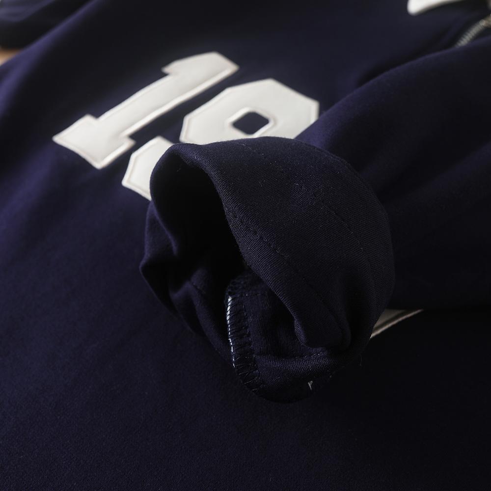 Dětská námořnicky modrá polokošile s dlouhým rukávem s bílým límečkem 2025 Nová mikina s kapucí pro děti ve věku 5-12 let