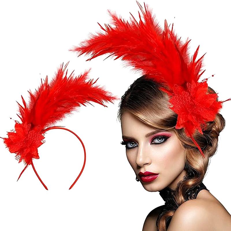 Women'S Feather Fascinator Colored Headband Hair Accessories For Women Tea Party Stage Performance Headpiece