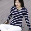 Long Sleeved T-shirt Women's Spring Sutumn New Striped Shirt Korean Loose Versatile Round Neck Bottoming Blouse M-5XL