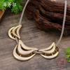 New hollow geometric line leather rope necklace women's creative high-end brushed geometric line neck chain