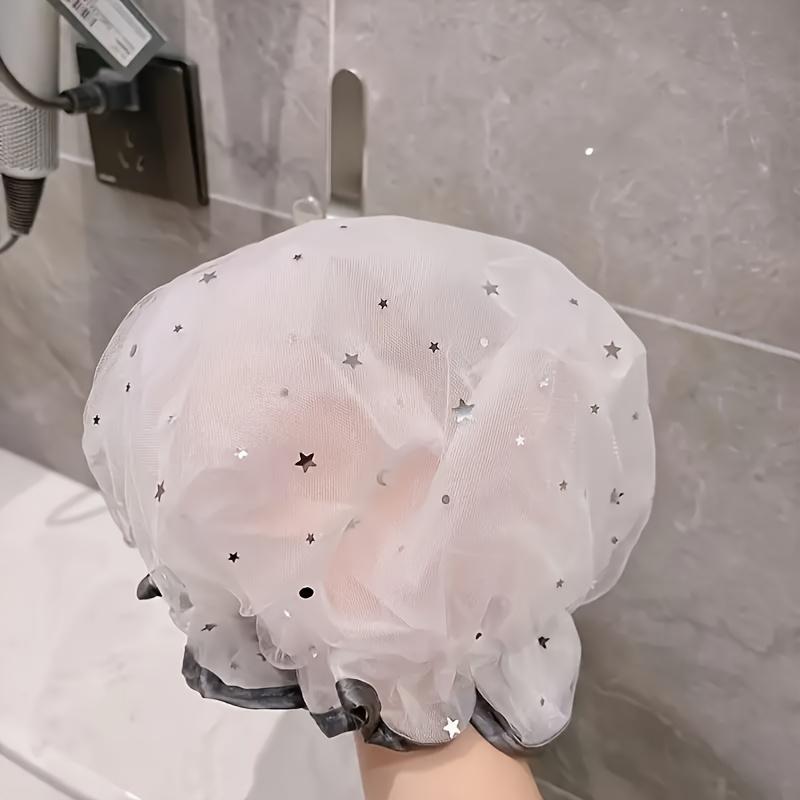 1PC shower cap for women, waterproof for bathing, household use, makeup, kitchen, oil fume and dust cover