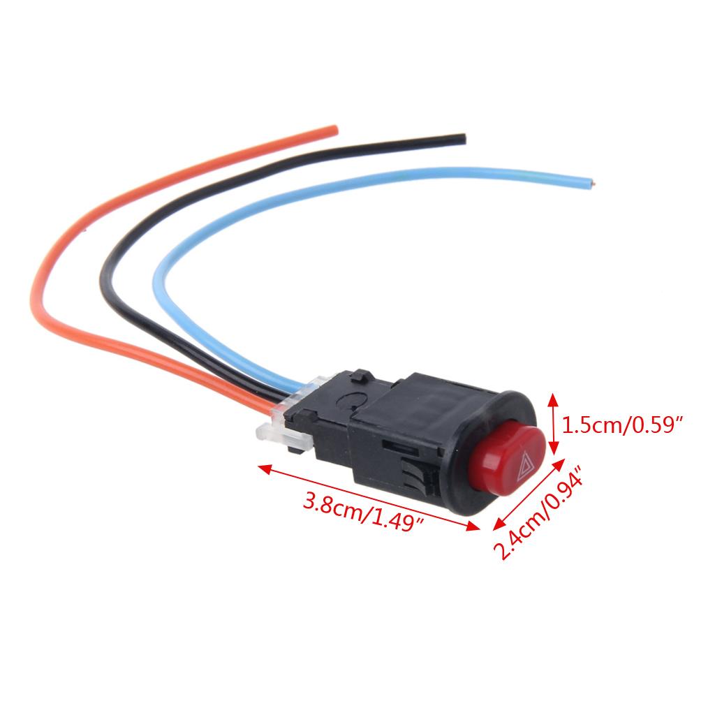 Motorcycle Hazard Light Switch Double Warning Flasher Emergency Signal 3 Wires Lock Secure Switch Button