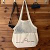 Xiaobudian Canvas Shopping Bag, Mesh Splicing Large Capacity Tote Reusable Washable Grocery for And Daily Use