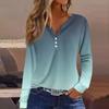 Women's T Shirt Tee Button Long Sleeve Daily Weekend Fashion Basic V- Neck Regular Top