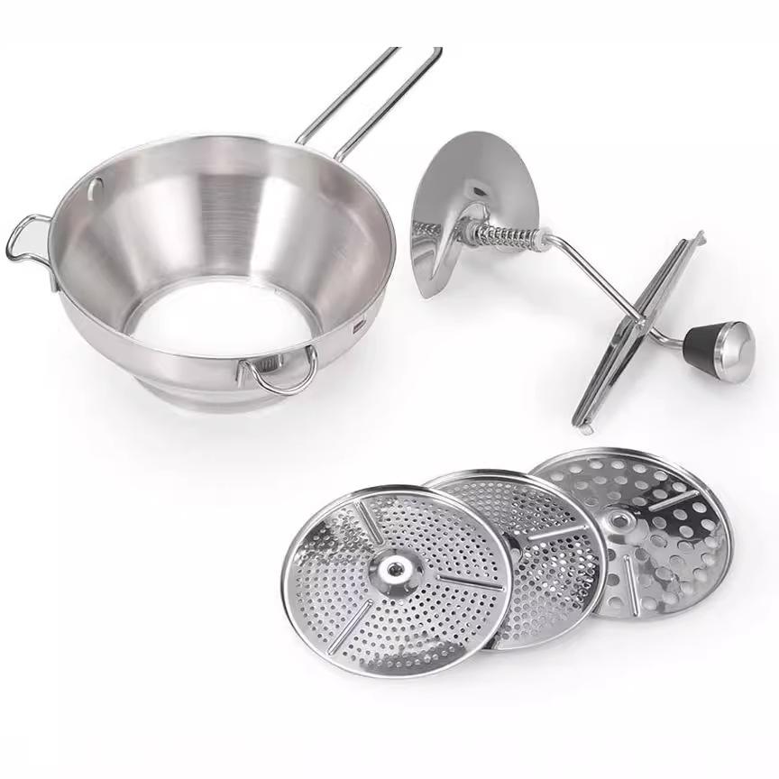 Batidora y Rallador de Acero Inoxidable en Stock: Hacedora de Mermeladas, Machacador de Patatas y Prensa para Verduras/Frutas